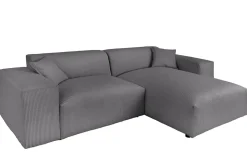 Modernes Ecksofa SIGNATUR 260cm anthrazit Cord beidseitig stellbar inkl. Kissen