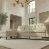 Modernes Ecksofa STOCKHOLM 220cm beige cozy Veloursstrickstoff Federkern 3-Sitzer-Sofa