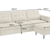 Modernes Ecksofa STOCKHOLM 220cm grau cozy Veloursstrickstoff Federkern 3-Sitzer-Sofa