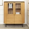 Modernes Highboard ATELIER 140cm natur Eiche schwarz Metall sechs Fächer