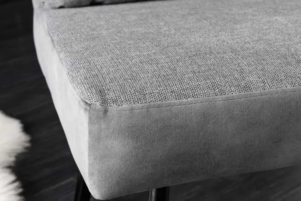 Moderne Sitzbank BIG GEORGE 160cm grau Samt Strukturstoff Taschenfederkern Metall
