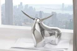 Moderne Skulptur BIG BULL silber Aluminium Dekoration Stierfigur Briefbeschwerer