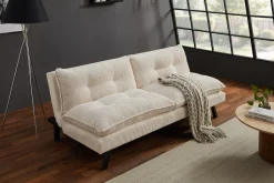 Modernes Schlafsofa COCOONING 190cm beige Cord 3-Sitzer Couch