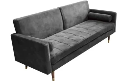 Modernes Schlafsofa COUTURE 200cm grau Microvelours 3-Sitzer Couch mit Schlaffunktion
