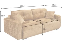 Modernes Schlafsofa DIAMOND 235cm senfgelb Chenille Cremona mit Stauraum 3-Sitzer Couch