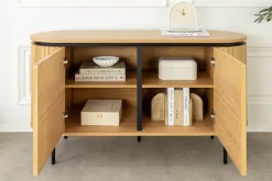 Modernes Sideboard ATELIER 120cm natur Eiche schwarz Metall vier Fächer