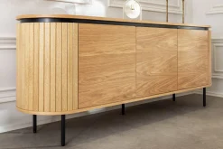 Modernes Sideboard ATELIER 160cm natur Eiche schwarz Metall vier Fächer