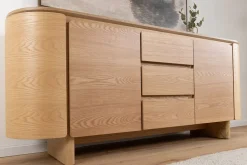 Modernes Sideboard OAK GRAIN 160cm natur Eichenholz vier Fächer mit drei Schubladen