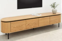 Modernes TV-Board ATELIER 200cm natur Eiche schwarz Metall Lowboard