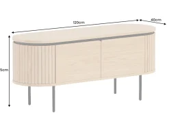 Modernes TV-Board ATELIER 120cm natur Eiche schwarz Metall Lowboard