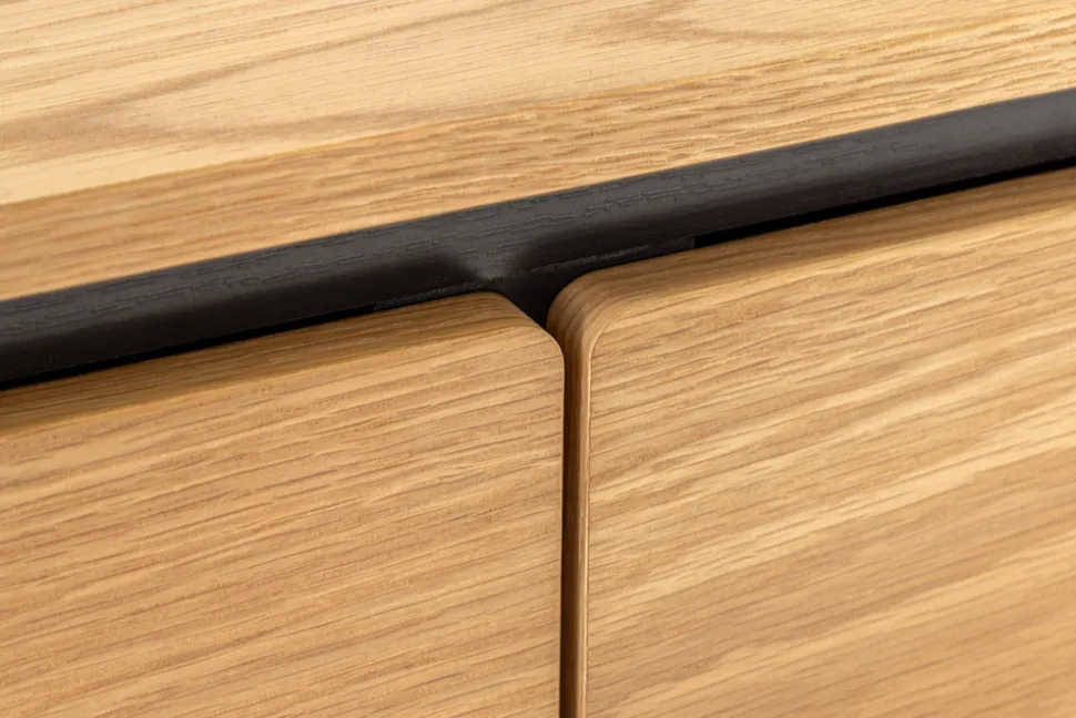 Modernes TV-Board ATELIER 160cm natur Eiche schwarz Metall Lowboard