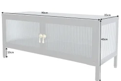 Modernes TV-Lowboard AMSTERDAM 90cm schwarz gold Riffelglas Metall Vitrine Schrank