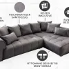 Modernes XXL Ecksofa CLAN 320cm anthrazit Samt Bigsofa inkl. Kissen