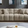 Modernes XXL Sofa CLOUD 260cm champagner greige Bouclé Bigsofa Federkern inkl. Kissen