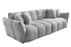 Modernes XXL Sofa CLOUD 260cm grau Bouclé Bigsofa Federkern inkl. Kissen