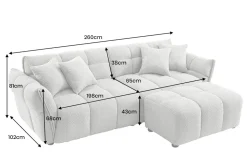 Modernes XXL Sofa CLOUD 260cm grau Bouclé Bigsofa Federkern inkl. Kissen