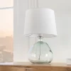 Moderne Tischlampe CLASSIC 45cm transparent recyceltes Glas weiß Stoffschirm