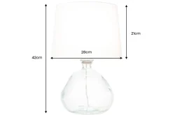Moderne Tischlampe CLASSIC 45cm transparent recyceltes Glas weiß Stoffschirm