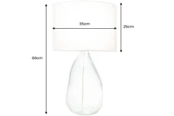 Moderne Tischlampe CLASSIC 60cm transparent recyceltes Glas weiß Stoffschirm