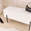 Moderne Truhenbank LOFT 100cm weiß Bouclé Sitzbank mit Stauraum gepolstert schwarz Metall