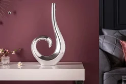 Moderne Vase WAVE 47cm silber Aluminium poliert Dekoration