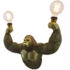 Moderne Wandlampe KING APE 50cm gold Affen-Skulptur handmade