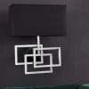 Moderne Wandleuchte ATLANTIS 44cm silber Stoffschirm schwarz Lampe