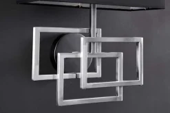 Moderne Wandleuchte ATLANTIS 44cm silber Stoffschirm schwarz Lampe