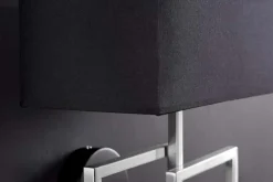 Moderne Wandleuchte ATLANTIS 44cm silber Stoffschirm schwarz Lampe