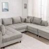 Moderne XXL Wohnlandschaft KENT 305cm greige Cord Bigsofa inkl. Hocker Federkern