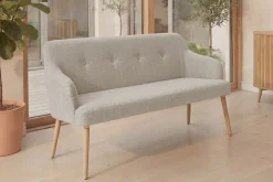 Nordische Sitzbank SCANDINAVIA MEISTERSTÜCK 115cm beige natur Massivholz mit Armlehne