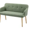Nordische Sitzbank SCANDINAVIA MEISTERSTÜCK 115cm salbei natur Massivholz mit Armlehne