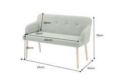 Nordische Sitzbank SCANDINAVIA MEISTERSTÜCK 115cm salbei natur Massivholz mit Armlehne