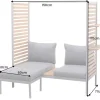 Outdoor Balkonlounge 2-Sitzer COCOONING anthrazit Aluminium Holz mit Hocker wetterfest