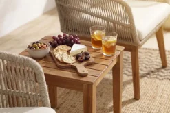 Outdoor Gartenlounge ROPE natur taupe Akazie 2er-Sitzgruppe inkl. Tisch und Kissen