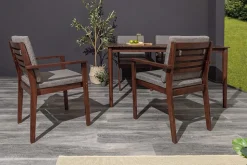 Outdoor Gartenstuhl KOPENHAGEN anthrazit braun Akazie honey finish inkl. Kissen stapelbar