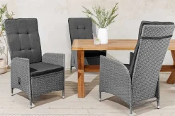 Outdoor Gartenstuhl SYLT grau Polyrattan Hochlehner mit Armlehne verstellbar wetterfest