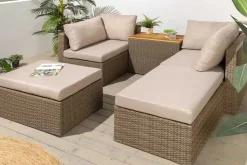 Outdoor Garten XXL Lounge-Set MONACO MODULAR 230cm natur beige Sitzecke inkl. Kissen und Tisch