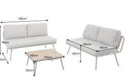 Outdoor Lounge Sitzgruppe MOBILE MODULAR anthrazit hellgrau mit Tisch wetterfest