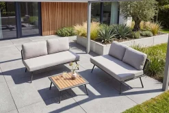 Outdoor Lounge Sitzgruppe MOBILE MODULAR anthrazit hellgrau mit Tisch wetterfest