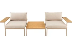 Outdoor Lounge Sitzgruppe MOBILE MODULAR 240cm champagner greige inkl. Kissen