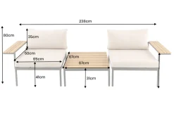 Outdoor Lounge Sitzgruppe MOBILE MODULAR 240cm champagner greige inkl. Kissen