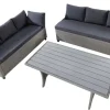 Outdoor Sitzgruppe MONACO 240cm anthrazit Polyrattan Gartenmöbel-Set Ecklounge wetterfest
