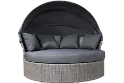 Outdoor Sonneninsel PLAYA LIVING 165cm grau Polyrattan Aluminium inkl. Kissen wetterfest