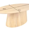 Ovaler Esstisch ART DECO 220cm beige massives Mangoholz cream finish mit Säulenfuß