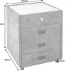 Quadratischer Nachttisch PARIS 55cm grau Samt inkl. Beleuchtung und Schubladen