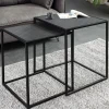 Quadratisches 2er Set Beistelltische MOUNTAIN SOUL 60cm schwarz Naturstein Metall