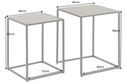 Quadratisches 2er Set Beistelltische MOUNTAIN SOUL 60cm schwarz Naturstein Metall