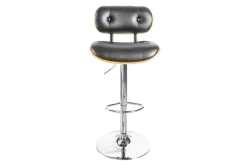 Retro Barhocker CLASSICO schwarz 115cm höhenverstellbar mit Lehne Walnussholz-Design