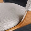 Retro Barhocker MANHATTAN beige Strukturstoff Eschenholz drehbar höhenverstellbar